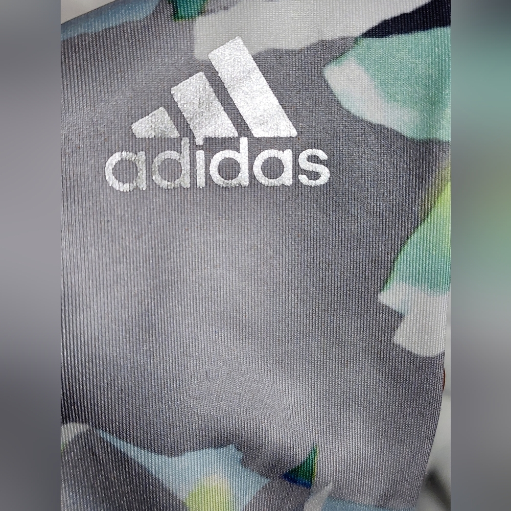 Adidas Active Floral Kids Leggings Capris Size M (10/12) Girls Youth Compression - Picture 3 of 9